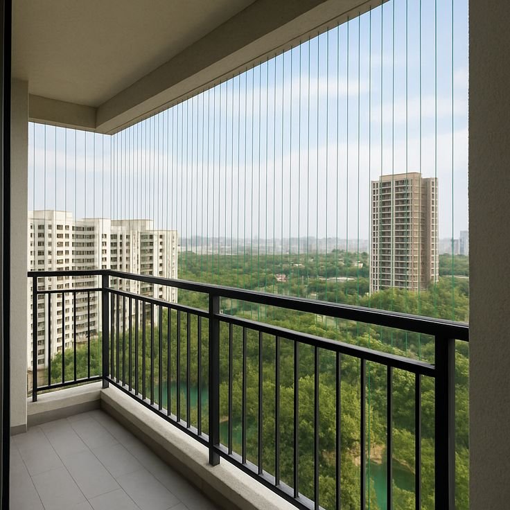 SS 304 invisible grill balcony safety solution in Pune - Excellent Interior Solutions