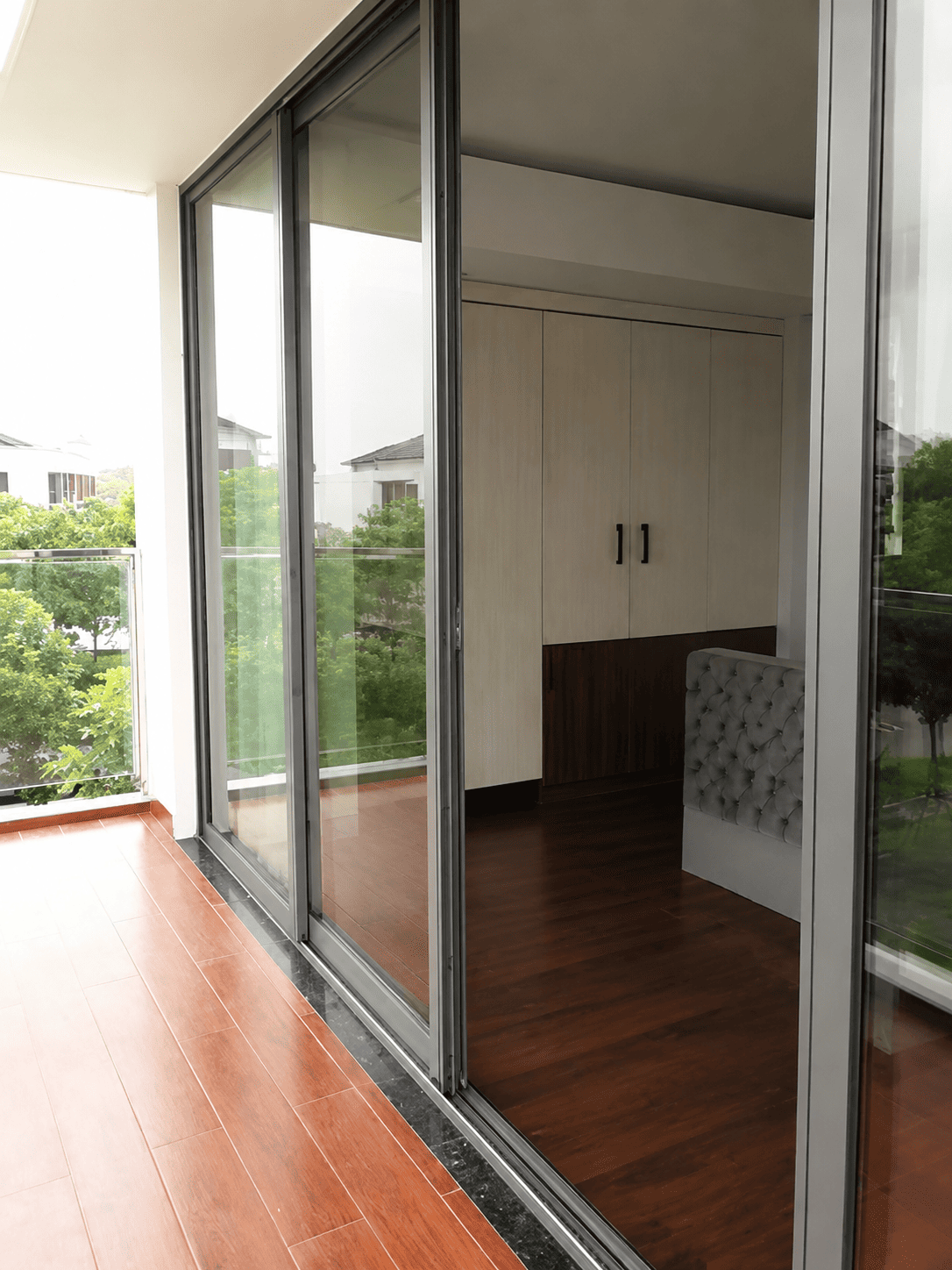 Open door before mosquito net installation